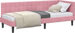 vidaXL Cadru de pat colțar cu headboard Roz 80 cm x 200 cm Catifea