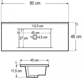Mobilier de baie inferior Porto 80 cu lavoar în culoarea ulmului rauna