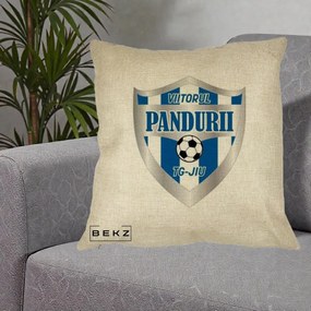 Perna Personalizata Pandurii Targu Jiu Fotbal, 40x40 cm, Crem, Husa Detasabila, Perna Inclusa, BEKZ®