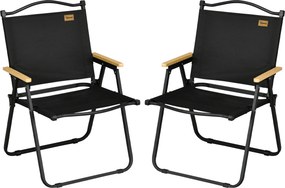 Outsunny Set 2 Scaune de Camping și Plajă Pliabile cu Cotiere, 54x59x78 cm, Negru | Aosom Romania