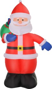 HOMCOM Moș Crăciun Gonflabil LED 2,4 m cu sac Poliester impermeabil Roșu | Aosom Romania