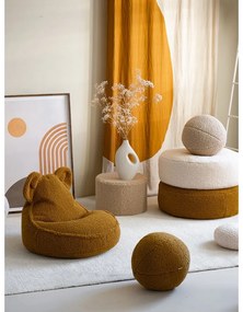 Fotoliu puf pentru copii maro cu tapițerie din țesătură bouclé Bear – Wigiwama