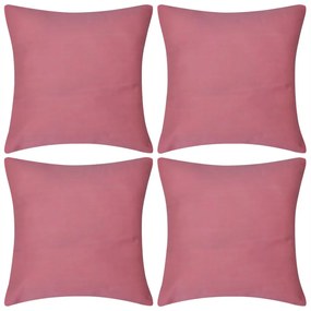 vidaXL Huse de pernă din bumbac, 80 x 80 cm, roz, 4 buc.