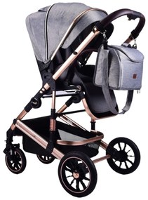 Carucior 3 in 1 reversibil ,compact și pliabil tip carte - CPC-64-gri