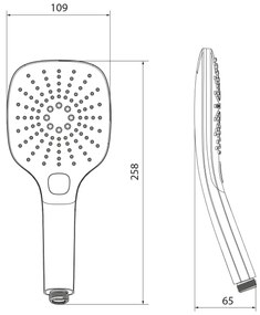 Sapho - Duș de mână cu buton, crom lucios