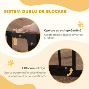 PawHut Poartă Extensibilă și Reglabilă pentru Câini, pentru Scări și Uși, din Oțel și ABS, 75-85x76 cm, Negru | Aosom Romania
