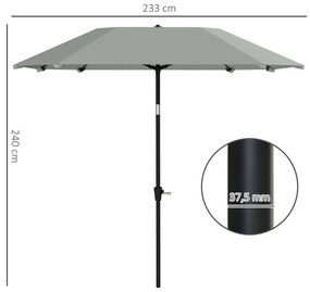 Outsunny Umbrelă de soare de 2,3 m fără bază, Umbrelă de terasă ajustabilă cu manivelă, Poliester, Aluminiu, Fibră de sticlă, Gri închis | Aosom Romania