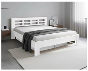 Pat matrimonial din lemn masiv cu spațiu de depozitare ANGELA 180x200 cm alb