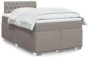 vidaXL Pat box spring cu saltea, gri taupe, 120x200 cm, textil