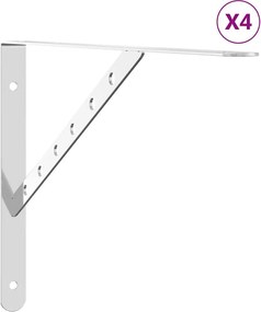 vidaXL Suporturi rafturi, 4 buc., 40x2,5x25 cm argintiu oțel inox.