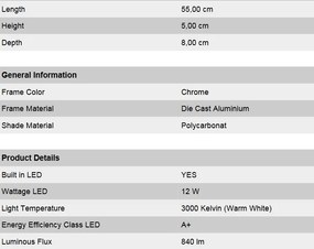 Aplica de perete LED pentru oglinda baie, IP44 Argo 55cm Soff 3-478 chrom OR