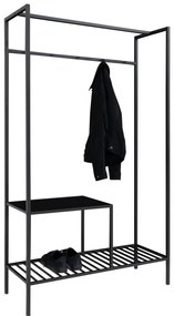 Vita suport pentru haine, 2 rafturi, negru, cadru negru 101x38x170 cm