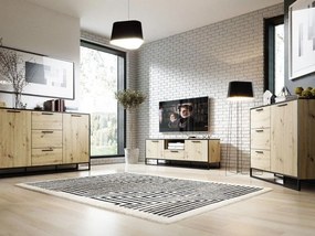 Comodă Bruck (stejar artisan + negru). 1091812