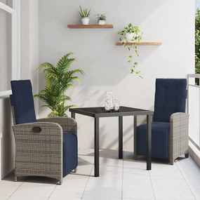 vidaXL Set de masă pentru grădină 3 pcs Gri poliratan