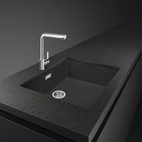 Chiuveta de bucatarie cu montare pe blat SMEG Quadra VZ57N, 57 cm, Antibacteriana, Rezistenta la zgarieturi si la razele UV, Negru