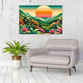 Tablou - Apus de soare multicolor (90x60 cm)