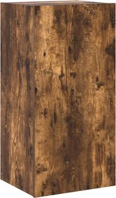 vidaXL Comodă TV de perete cu lumini LED, stejar fumuriu, 40,5x35x80cm