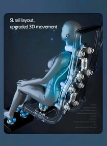 Fotoliu de Masaj TROIAN, cu Incalzire, AI Voice, Tableta touch screen, Bluetooth, Display, Zero Gravity, 2 Boxe, Moduri Automate, PU