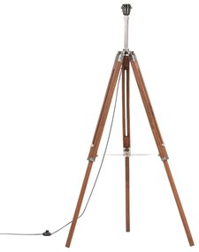 Lampa de podea trepied, maro miere si gri, 141 cm, lemn de tec Maro  si gri, 1, 1