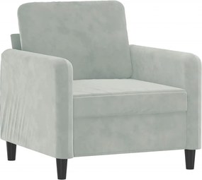 vidaXL Fotoliu canapea, gri deschis, 60 cm, catifea