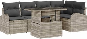 vidaXL Set de canapele pentru grădină 6 pcs Gri deschis Rattan poli