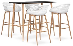 vidaXL Set mobilier de bar, 5 piese, negru și alb
