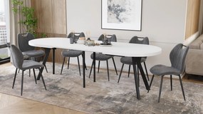 Mazzoni Masă ovală extensibilă EXPANSO Alb Mat / picioare negre