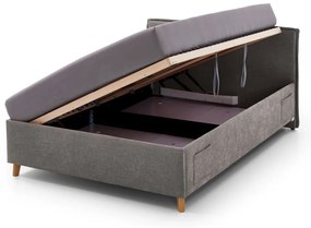 Pat pentru copii gri tapițat cu spațiu de depozitare cu somieră 120x200 cm Fun – Meise Möbel