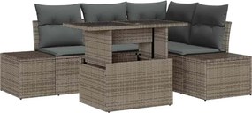 vidaXL Set de canapele pentru grădină cu pernă 5 pcs Gri poliratan