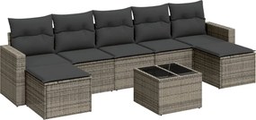 vidaXL Set canapele de grădină cu perne, 8 piese, gri, poliratan