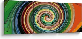 Tablou abstract - spirala colorata (cu ceas) (90x30 cm)