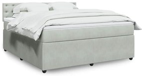 vidaXL Pat box spring cu saltea, gri deschis, 180x200 cm, catifea