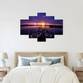 Tablou cu barci pescărești în port (150x105 cm)