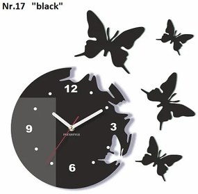 Ceas de perete modern cu fluturi Negru