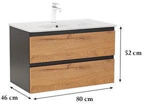 Dulap inferior Vario Forte 80 cu lavoar antracit-stejar