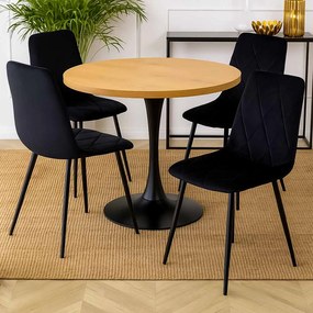 Scaun living din catifea cu structura metalica BUC 210 negru