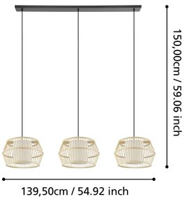 Lustră pe cablu Eglo 390234 MONTERROSO 3xE27/40W/230V maro