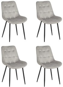 Set 4 Scaune Bucatarie/Dining Jaro Catifea Gri Deschis