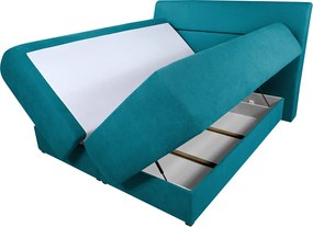Pat matrimonial, Bergen Memory, 160x200 cm, cu spatiu pentru depozitare, Turcoaz