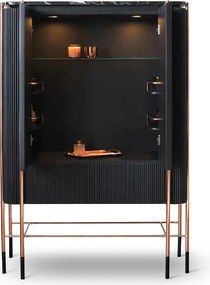 Bufet lemn masiv Înalt Calista Negru-Rose Gold L 104 x A 50 x H 150 cm - Marmura naturala
