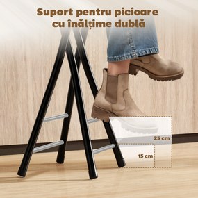 HOMCOM Set 4 Scaune de Bar Pliabile, Scaune Înalte Rotunde cu 2 Suporturi pentru Picioare, Cadru din Lemn și Oțel, Scaune Bar pentru Insulă, Negru | Aosom Romania