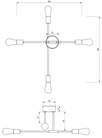 Lustră pe tijă FLAME 4xE27/60W/230V neagră/crom lucios