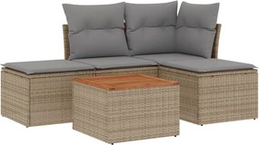 vidaXL Set canapele de grădină cu perne, 5 piese, bej, poliratan