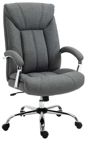 Vinsetto Scaun de birou cu funcție de balans, scaun ergonomic cu brațe capitonate, suport pentru cap ajustabil, scaun de birou rotativ cu spătar din nailon Gri 65 x 78 x 110-118 cm | Aosom Romania