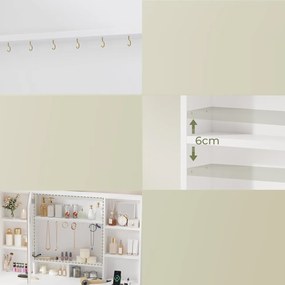 SEA1 - Set Masa toaleta 104 cm, cu 3 sertare, Cu Priza, USB si USB-C, cosmetica, machiaj, oglinda cu LED, masuta vanity, make-up - Alb