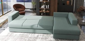 Colțar extensibil dumonde cu ladă de depozitare si sezut confortabil din spuma high-density, Gloria Enjoy Mint II 320x183 cm