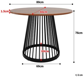 Masă rotundă pentru 4 persoane, Culoare naturală+Negru | Aosom Romania
