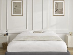 Pat matrimonial gri închis tapițat cu spațiu de depozitare/fără tăblie cu somieră 160x200 cm Inera – Bobochic Paris