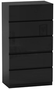 HOMCOM Comoda cu 5 sertare Comoda de stil modern pentru dormitor intrare living 55x34x100 cm Negru | Aosom Romania