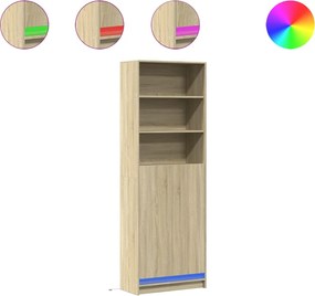 vidaXL Dulap înalt cu LED stejar sonoma 69x32,5x200 cm lemn prelucrat